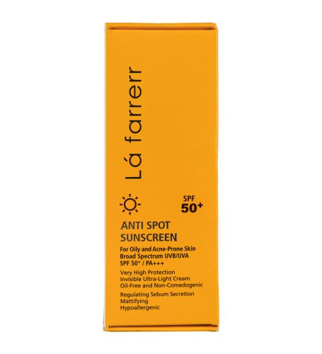 کرم ضد آفتاب و ضد لک بی رنگ SPF50 لافارر پوست چرب و آکنه دار 40 میلی لیتر