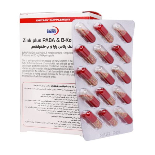 کپسول زینک پلاس پابا و ب کمپلکس یوروویتال 60 عددی